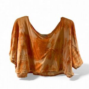 Elizabeth & James Orange Tie Dye Oversized Cropped Tee Size XS